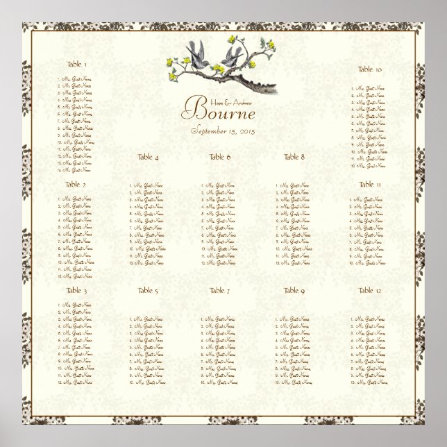 Affiches Inséparables Vintages jaune et ivoire (Devant)