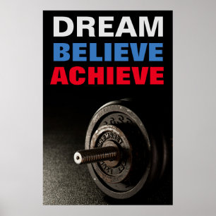 Affiches Inspirational Believe Bodybuilding Dumbell
