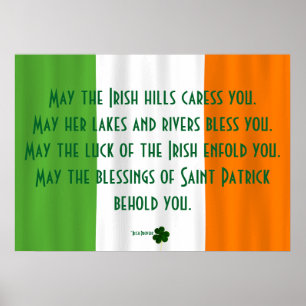 Affiches Inspirational Irish Blessing Shamrock Patrick