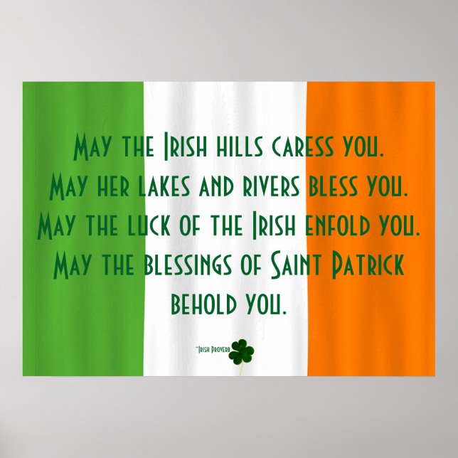 Affiches Inspirational Irish Blessing Shamrock Patrick (Devant)