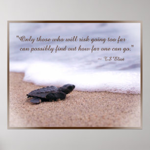 Affiches Inspirational Quote Baby Sea Turtle Sand Ocean