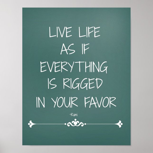 Affiches Inspirational Rumi Cite Live Life comme si... (Devant)