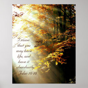 Affiches Inspirationnelle Bible Verse Jean 10 10 Feuilles d