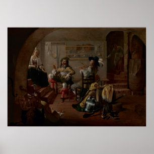 Affiches Intérieur avec soldats et femmes