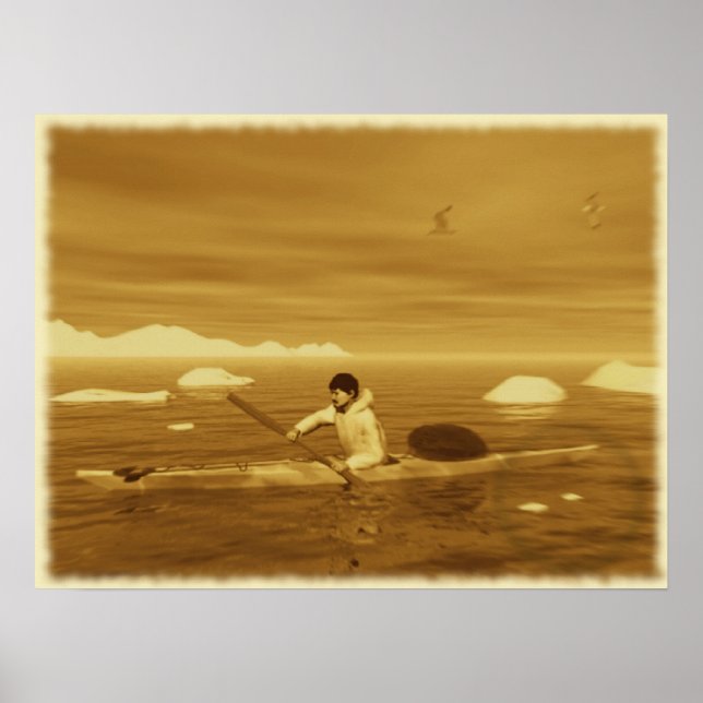 Affiches Inuit Kayak (Devant)
