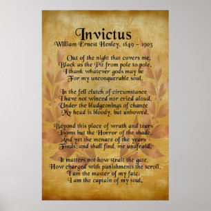 Affiches "Invictus", couronne de parchemin de poème victori