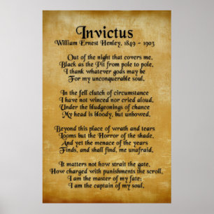 Affiches "Invictus", poème victorien sur parchemin