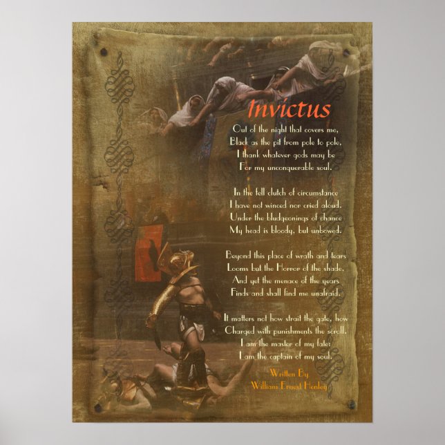 Affiches Invictus, poème victorien, William Ernest Henley (Devant)