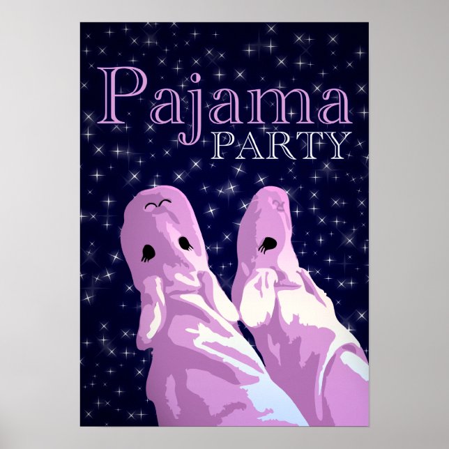 Affiches invitations à la fête du pyjama : nuit (Devant)
