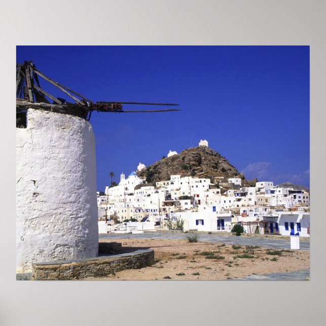 Affiches Ios, Grèce. Beau et croustillant, blanc et (Devant)