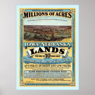 Affiches Iowa et Nebraska ~ Publicité Vintage sur la vente 