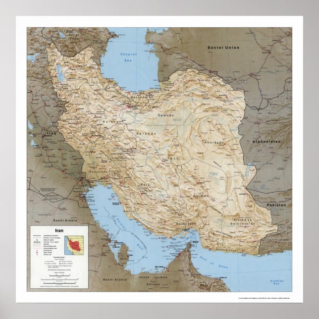 Affiches Iran Carte détaillée 1991 (Devant)