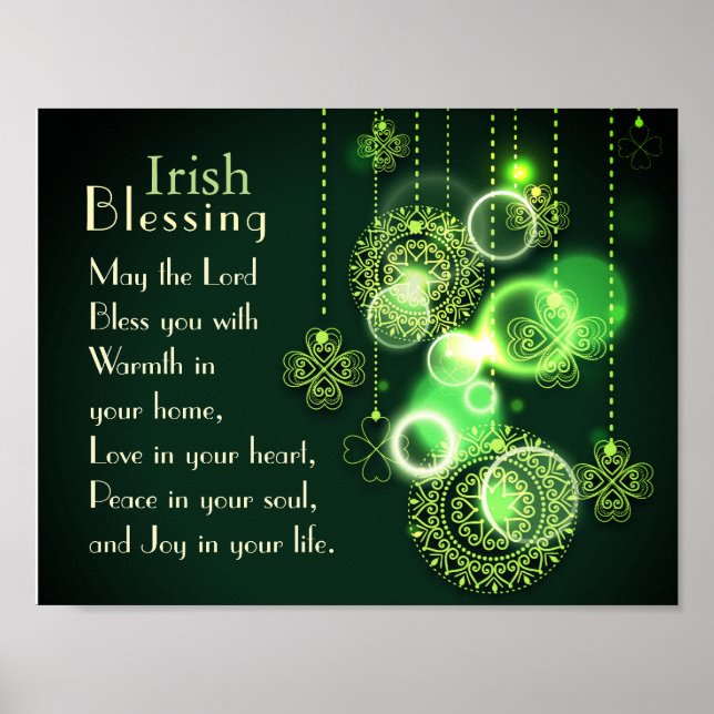 Affiches Irish Blessing Love in your heart, Design Shamrock (Devant)