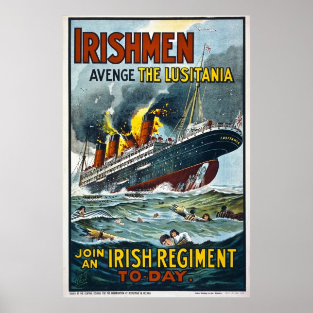 Affiches Irishmen Avenge the Lusitania Extra Large (Devant)