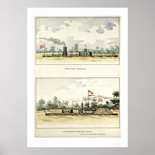 Affiches Ironclad Oneota par D.M.N. Stouffer 1864 (Devant)
