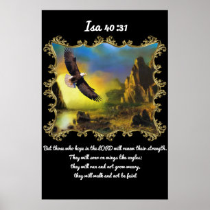 Affiches Isa 40:31 Avec un aigle survolant le paysage.