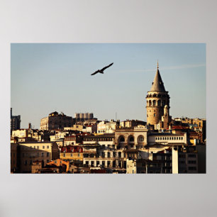 Affiches Istanbul - tour de Galata au coucher du soleil