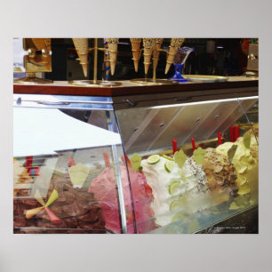 Affiches Italian gelato in display case