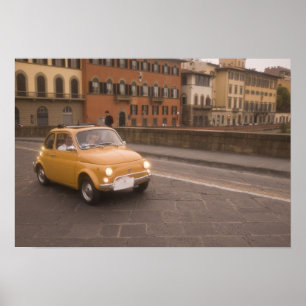Affiches Italie, Florence. Le Rallye Fiat 800 traverse Arno