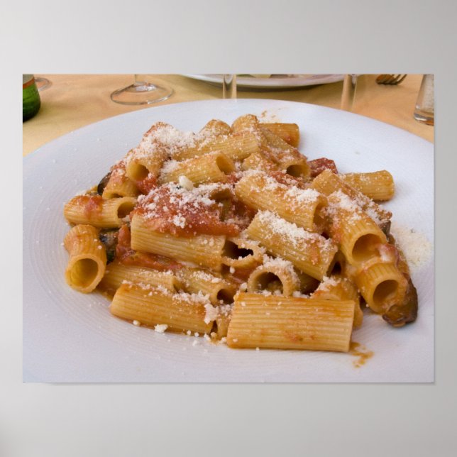 Affiches Italie, Positano. Assiette de rigatoni. (Devant)