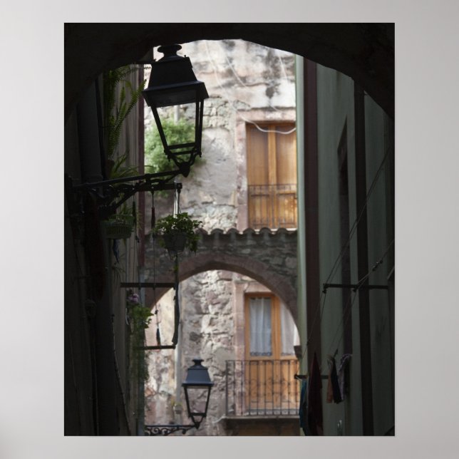 Affiches Italie, Sardaigne, Bosa. Détail de rue. (Devant)