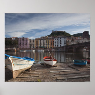 Affiches Italie, Sardaigne, Bosa. Rivière Temo et Ponte