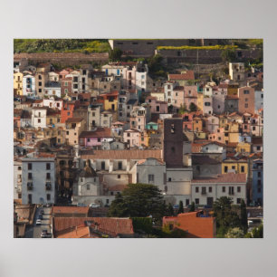 Affiches Italie, Sardaigne, Bosa. Vue de la ville avec Cast