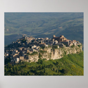 Affiches Italie, Sicile, Enna, Calascibetta, Vue matinale 2