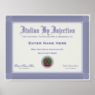 Affiches Italien par certification par injection amusant