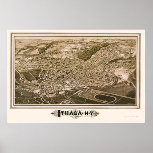 Affiches Ithaca, NY Carte panoramique - 1882