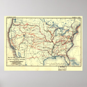 Affiches Itinéraires d'exploration des USA