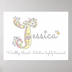Affiches J pour Jessica nom initial de l'art doodé signifia