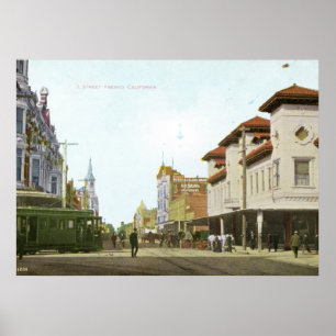 Affiches J Street Fresno California Vintage