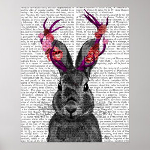 Affiches Jackalope avec Antlers roses