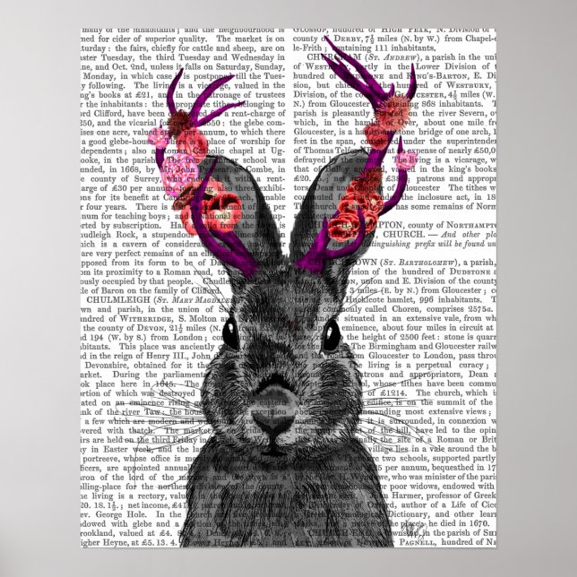 Affiches Jackalope avec Antlers roses (Devant)