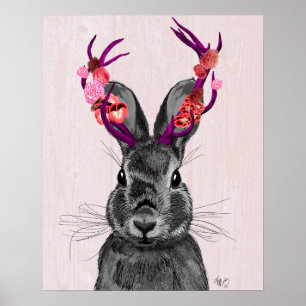 Affiches Jackalope avec les andouillers roses