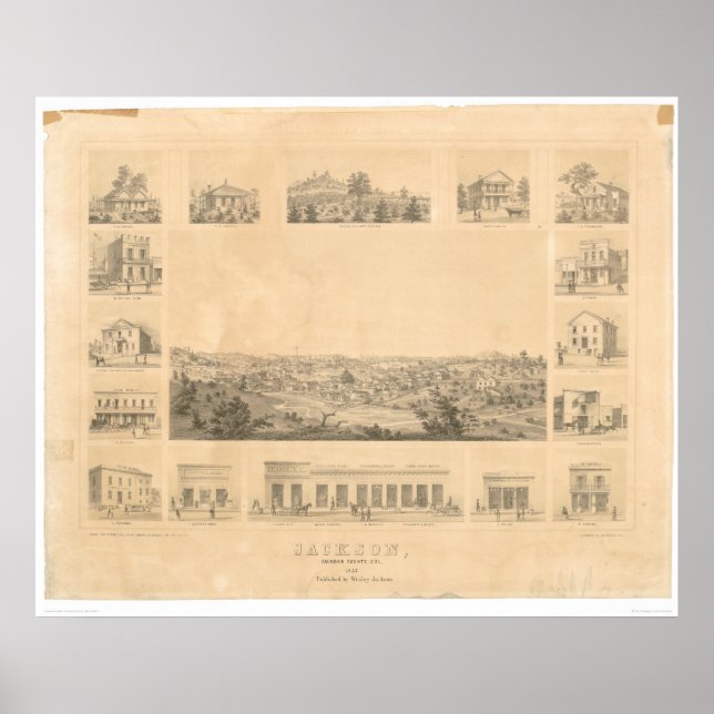 Affiches Jackson, CA. Carte panoramique 1857 (0766A) (Devant)