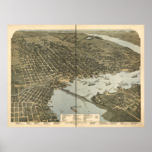 Affiches Jacksonville Floride 1893 Carte panoramique