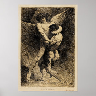 Affiches Jacob luttant avec l'ange par Léon Bonnat 1876