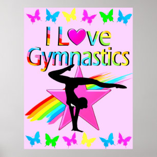 AFFICHES J'ADORE GYMNASTICS RAINBOW GYMNAST DESIGN FILLE