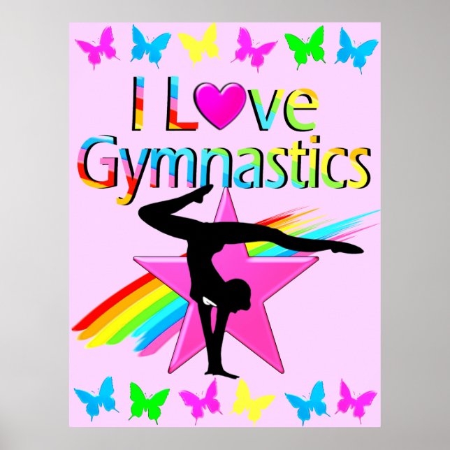 AFFICHES J'ADORE GYMNASTICS RAINBOW GYMNAST DESIGN FILLE (Devant)