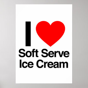 Affiches j'adore la glace au service doux