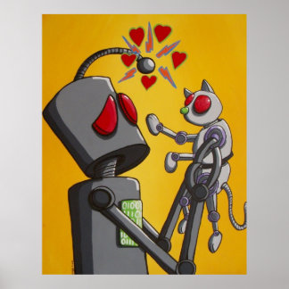 Affiches J'adore mon robot kitty