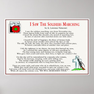 Affiches J'Ai Vu Les Soldats Marcher 16" x 11"