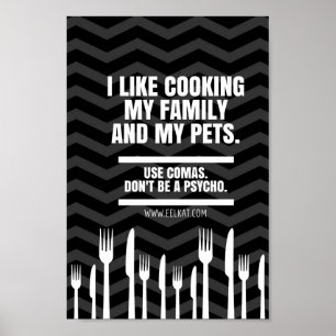 Affiches J'aime Cuisine Ma famille et mes animaux (Comma Jo