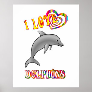 Affiches J'aime des dauphins