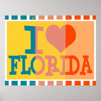 Affiches J'aime Floride - Pop art