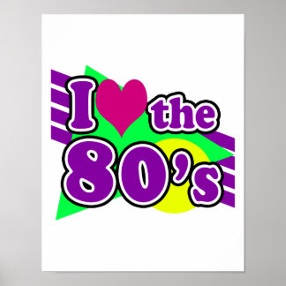 Affiches J'aime la fête géométrique des années 80 Neon Eigh