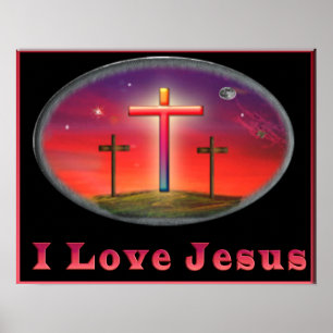 Affiches J'aime l'affiche de chrétien de Jésus