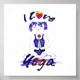 Affiches J'Aime Le Yoga-Lotus Pose